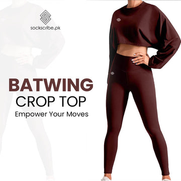 Batwing Crop Top Set - Mocha Brown