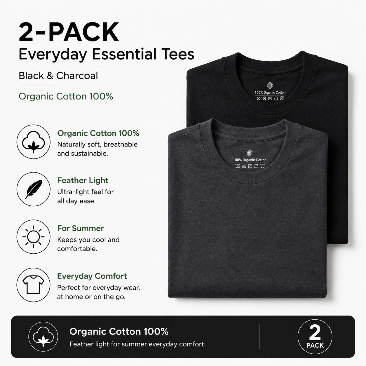 2-Pack Organic Cotton T-Shirts